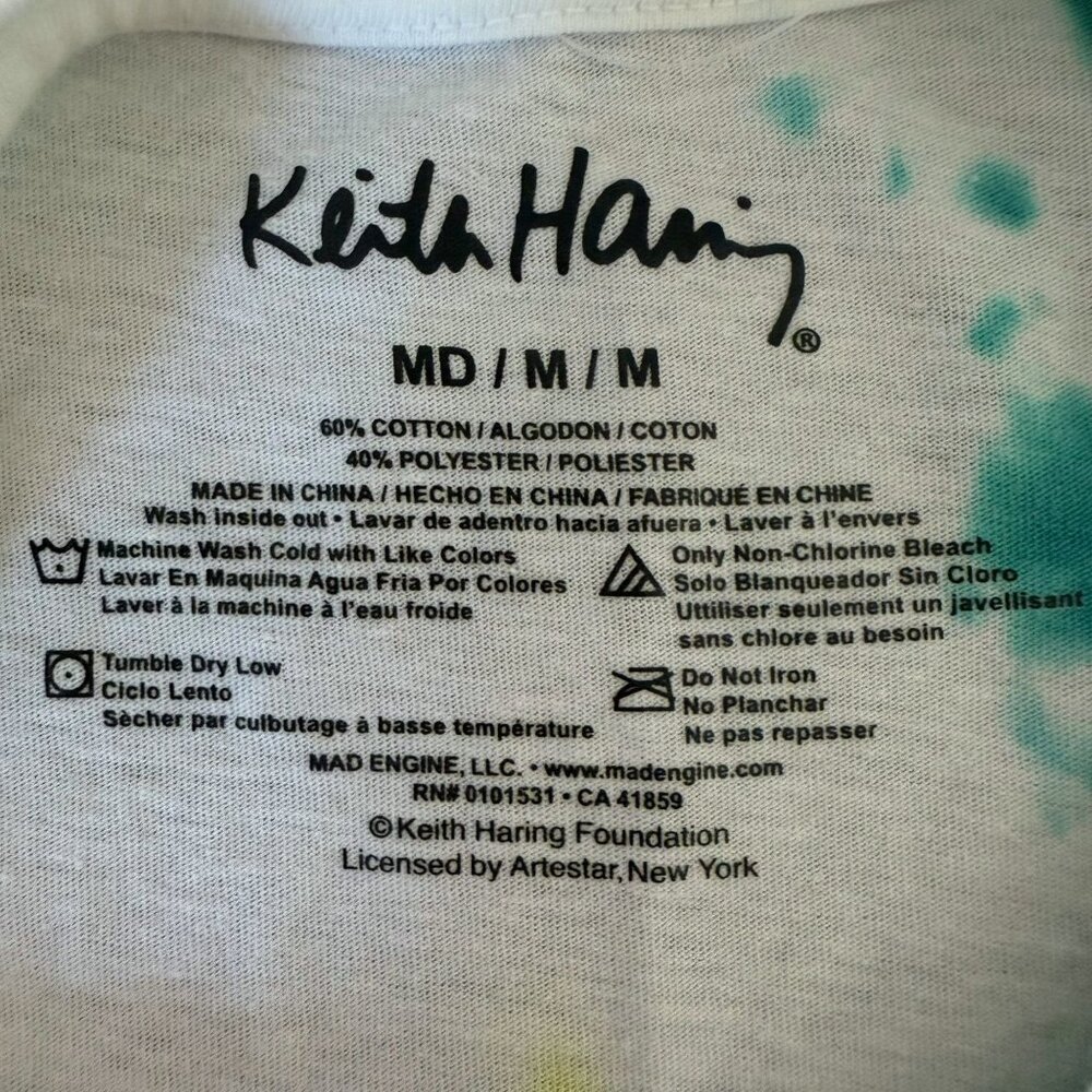 Keith Haring Skateboarding Tie-Dye Shirt Men's Medium Street Art Graphic Tee New - Picture 8 of 11